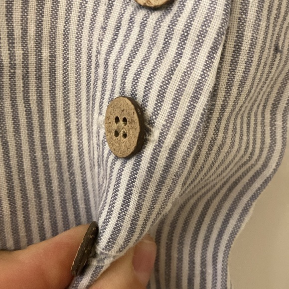 J. Jill Linen Women's Size MT Love Crop Pants Blue Striped Elastic Waist - Picture 6 of 8